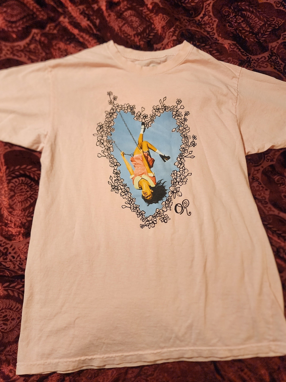 Hot Topic Pink Oliva Rodrigo Graphic Tee with Heart Swing Illustration